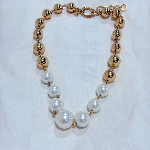 Jcrew Pearl and Metallic Ball Necklace NWOT - Picture 4 of 6